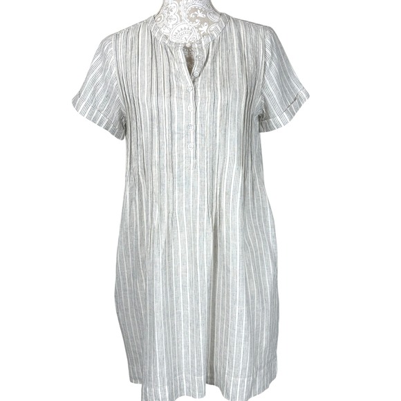 Faherty Dresses & Skirts - Faherty Striped Linen Blend Shift Dress Short Sleeve Button Down Casual‎ Small